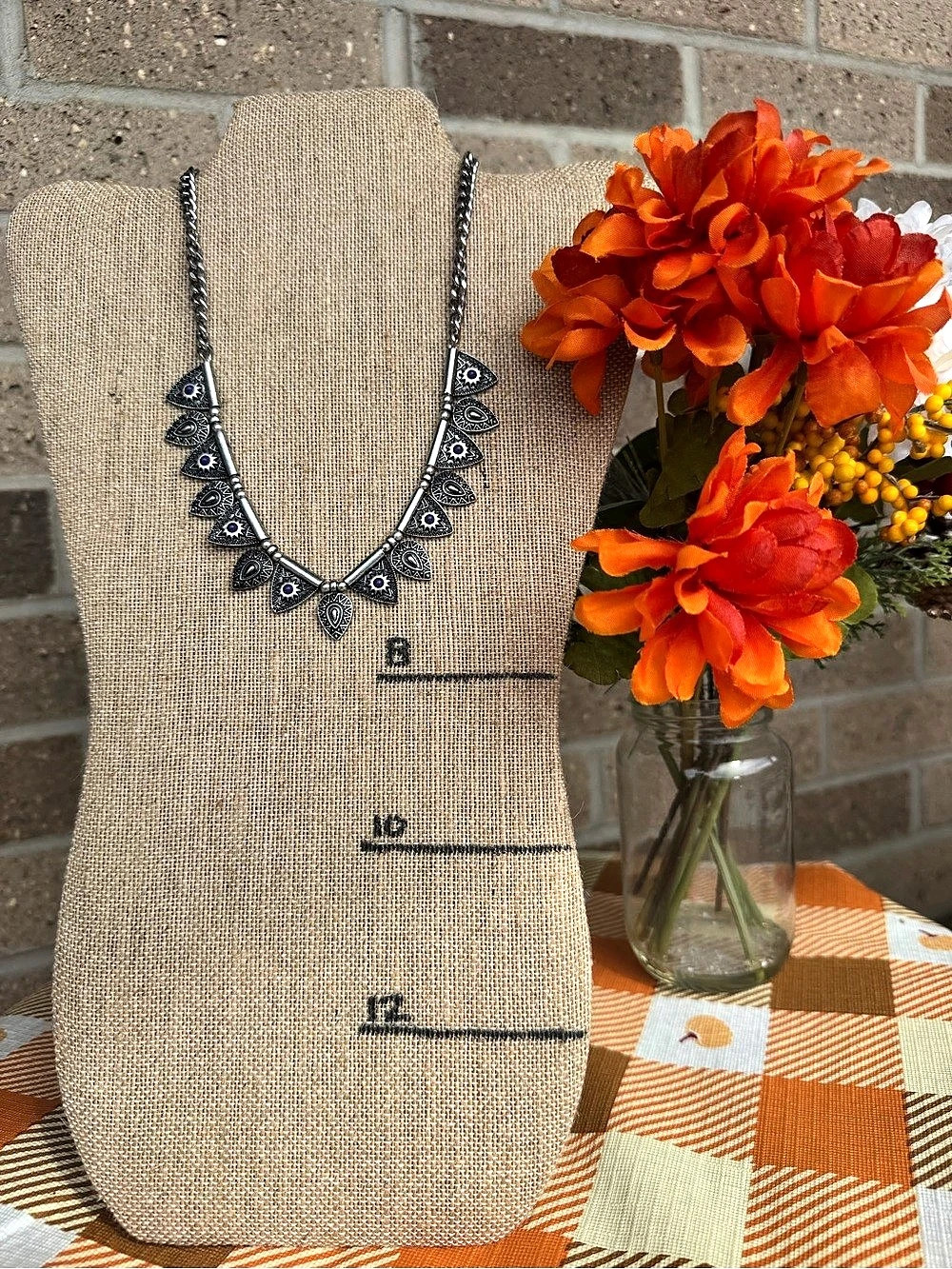 NWT Boho Silver Tone Purple Sunburst Tribal Statement Necklace